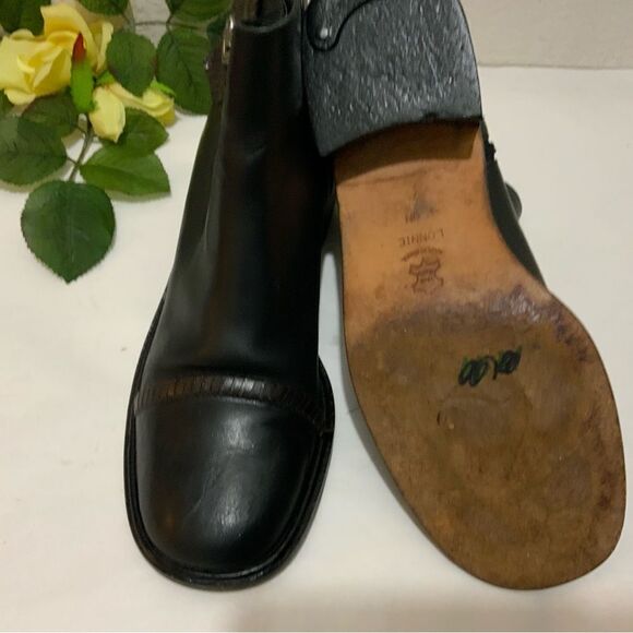 Brighton Lonnie Black Leather Cap Toe Zip Up Block Heel Ankle Boots Women's 9 N - Picture 10 of 13